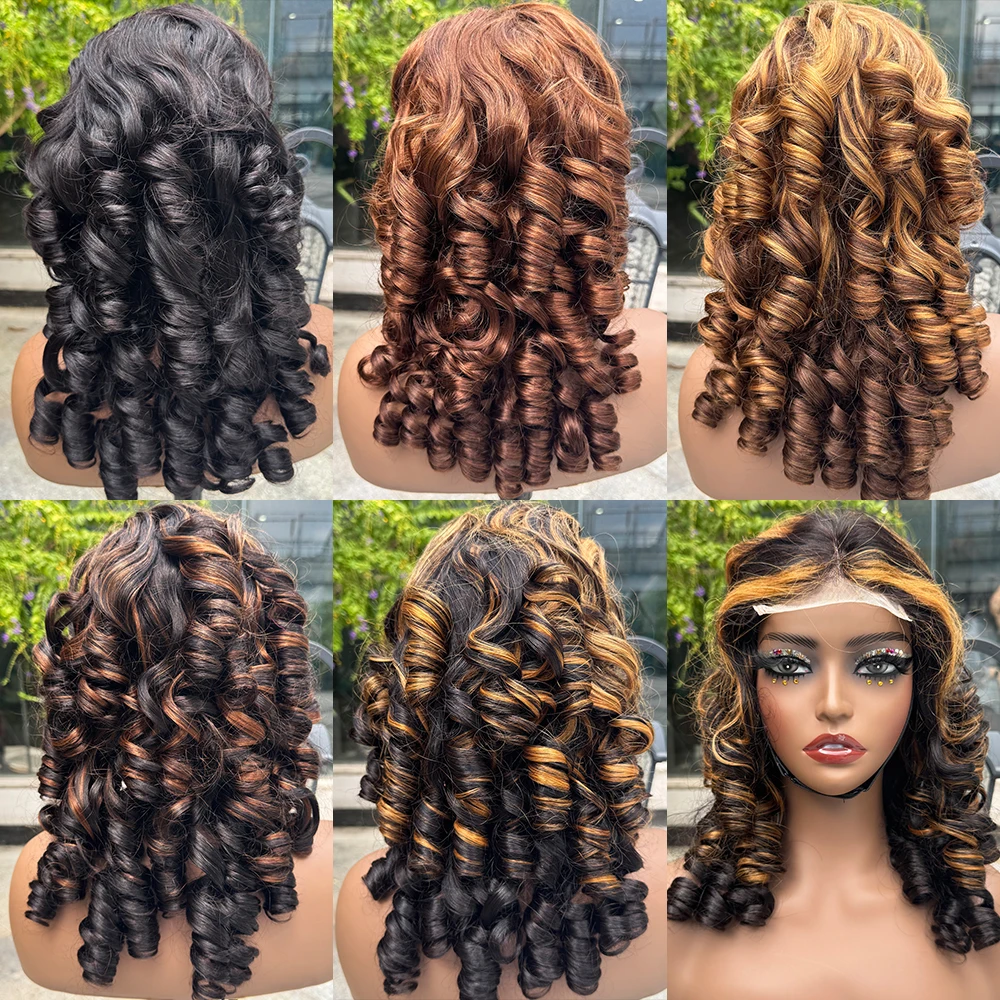 22 Inches 300% Density Loose Bouncy Curly Human Hair Wigs 4x4 Lace Closure Spiral Curly Remy Human Hair Wig for Black Women 2