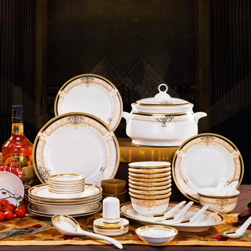 Gold Vajilla Fine Porcelain Party Wedding Gold Dinnerware Sets