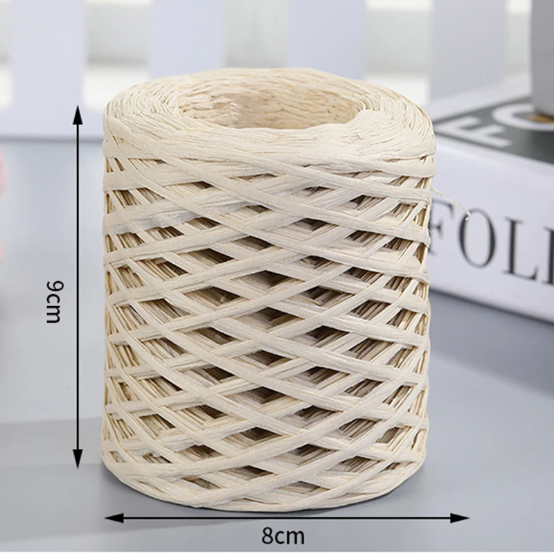280-300m/rollo De Hilo De Paja De Rafia Natural Para Tejer Hilos De