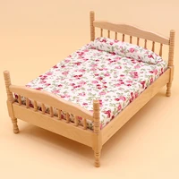 Maison de poupée Miniature avec lit Double, modèle de chambre à coucher européenne, accessoires de meubles de scène pour maison de poupée, jouets pour enfants, cadeau 1:12 4