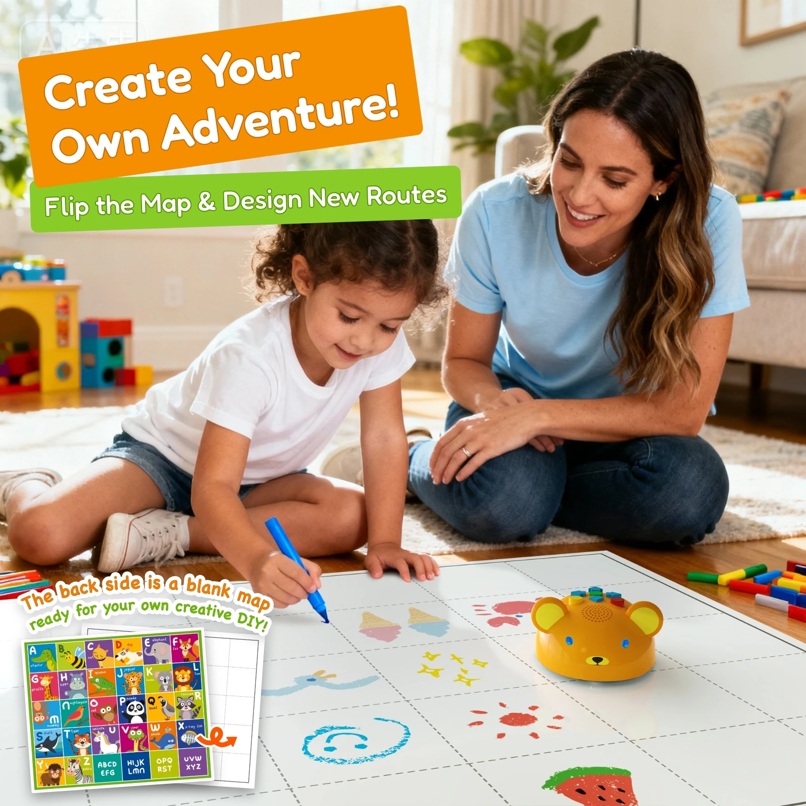 Apitor First Coding Robot Bear, Giocattolo STEM senza schermo con luci LED e suoni, Kit di apprendimento genitore-figlio, Regalo di compleanno per bambini dai 3 anni in su - immagine 6