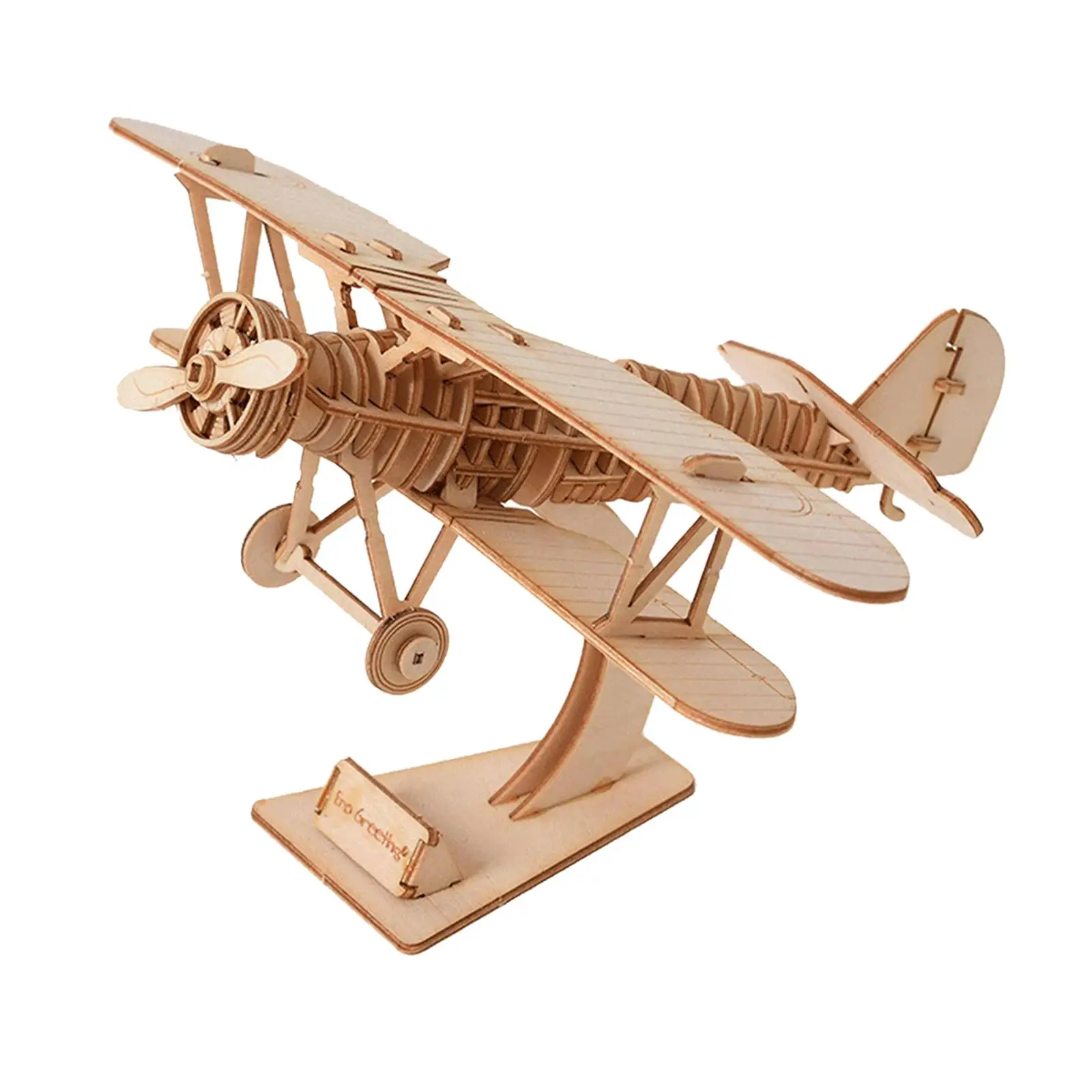 DIY 3D Puzzle Wooden Biplane Models Unique Sturdy Housewarming Gifts Aircraft Crafts for Home Kids Dining Room Children Bathroom