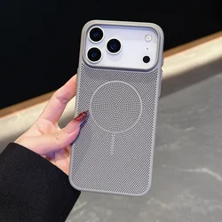 Luxury Heat Dissipation Mesh Honeycomb Phone Case Cover - iPhone 15 Plus (Gray)