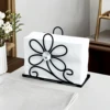 1pc metal creative napkin holder, modern minimalist flower napkin holder, dining table upright tissue holder 2