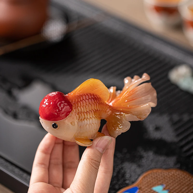 Creative Resin Cute Color Changing Fish Shape Ornament Micro Landscape Tea Pet Indoor Desktop Decoration Accessorie Tea Play 1Pc