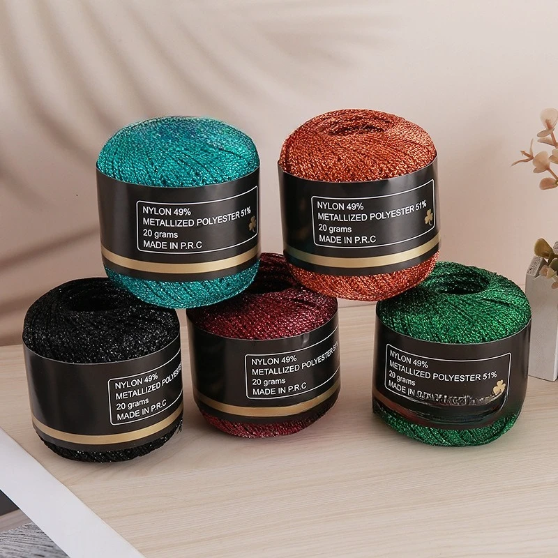 Luxurious Metallic PET Thread - 120 Meters of 2mm Gold & Silver Yarn for Hand Knitting, DIY Crafts, and Decorative Embroidery