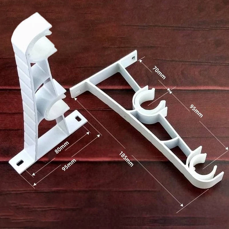 Double Curtain Rod Brackets Wall Curtain Rod Retainers Bracket Hooks Aluminum Alloy Window Hardware 1Pc