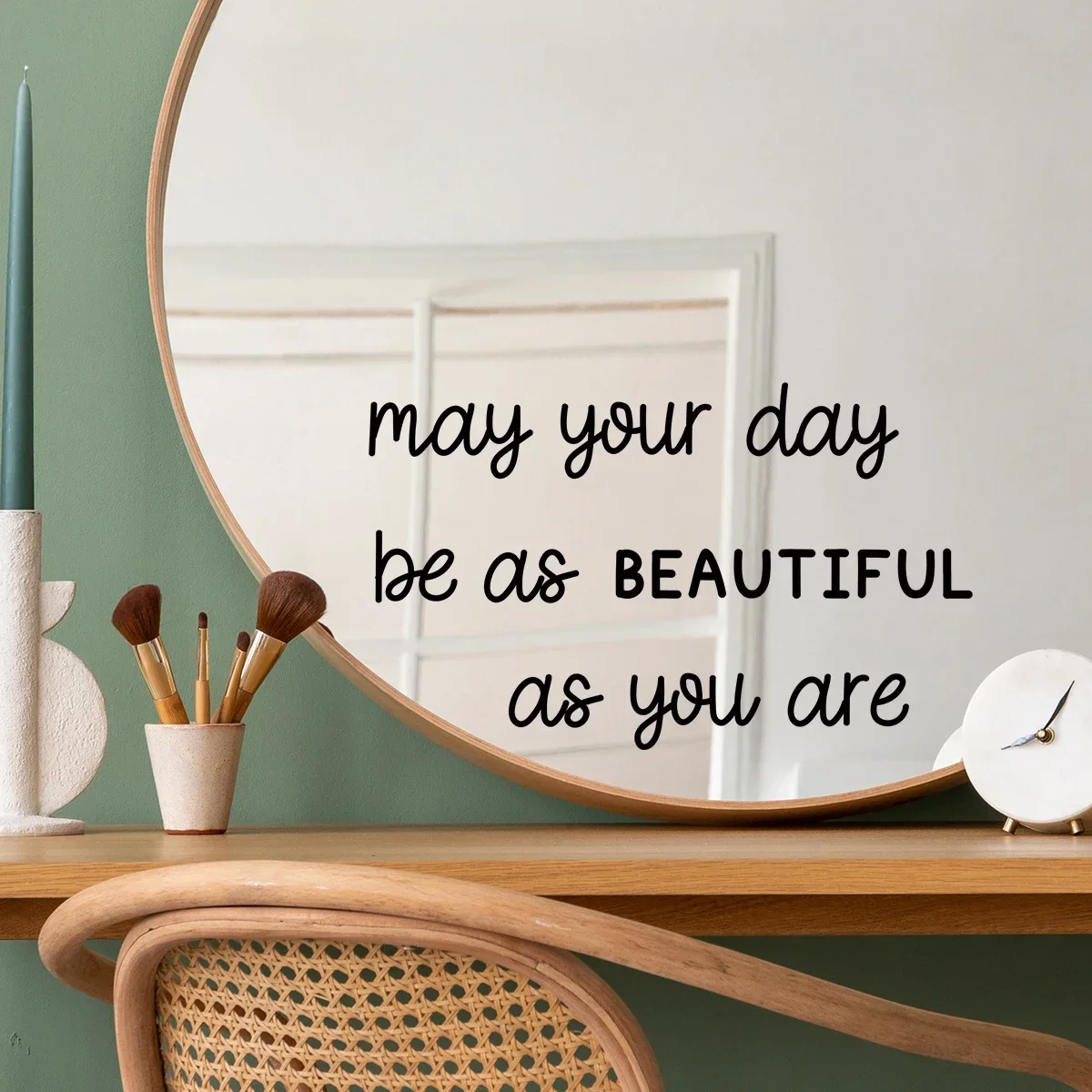 1pcs PVC Self-adhesive Mirror Stickers for Bedroom Home Decor Encourage Quotes Removable Wall Decals Living Room Decoration