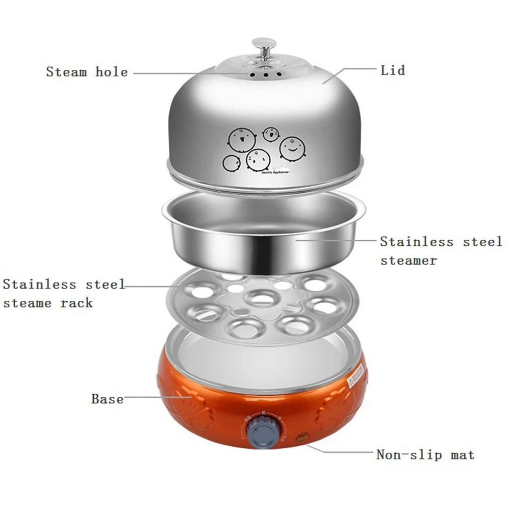 2 Layer Multifunctional Egg Cooker Egg Custard Steamer 304 Stainless Steel Omelettes Machine Food Heater Crepe Maker 220V 4
