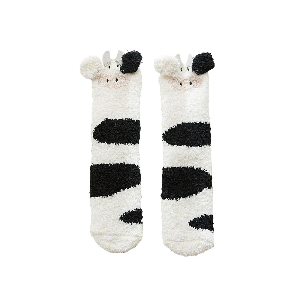 

Fashion Stockings Coral Fleece Socks Woman Wamer Stylish Thicken Middle Tube Winter Floor