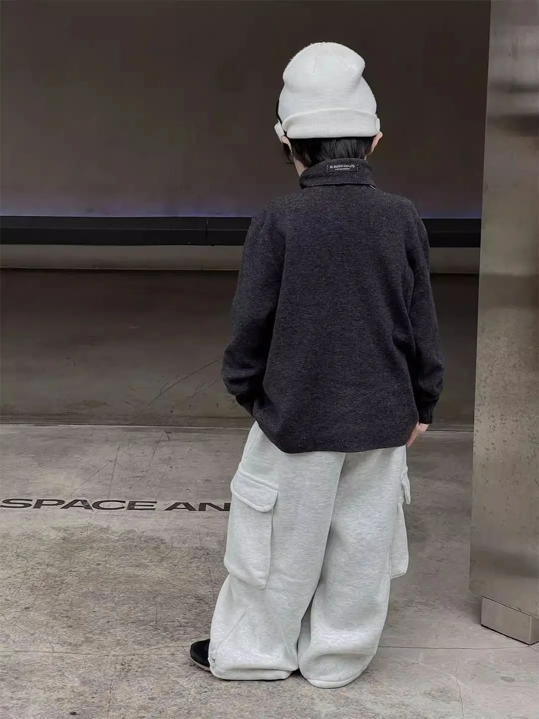 Black/grey Sweatpants Teen Boys Handsome Loose Straight Wide Leg Pants Streetwear Joggers Boys Pocket Casual Pants 2-12 Y