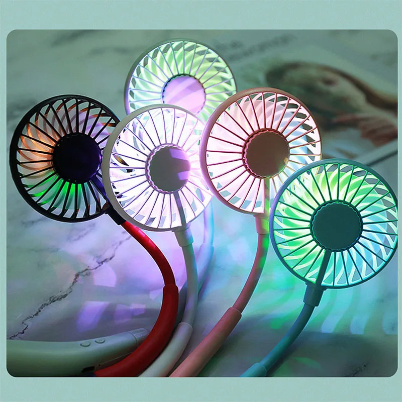 Portable Neck Fan,USB Hands Free Neck Hanging Rechargeable Mini Sports3-Speed Adjustable Neck Dual Fan Home OfficeOutdoor Travel 3