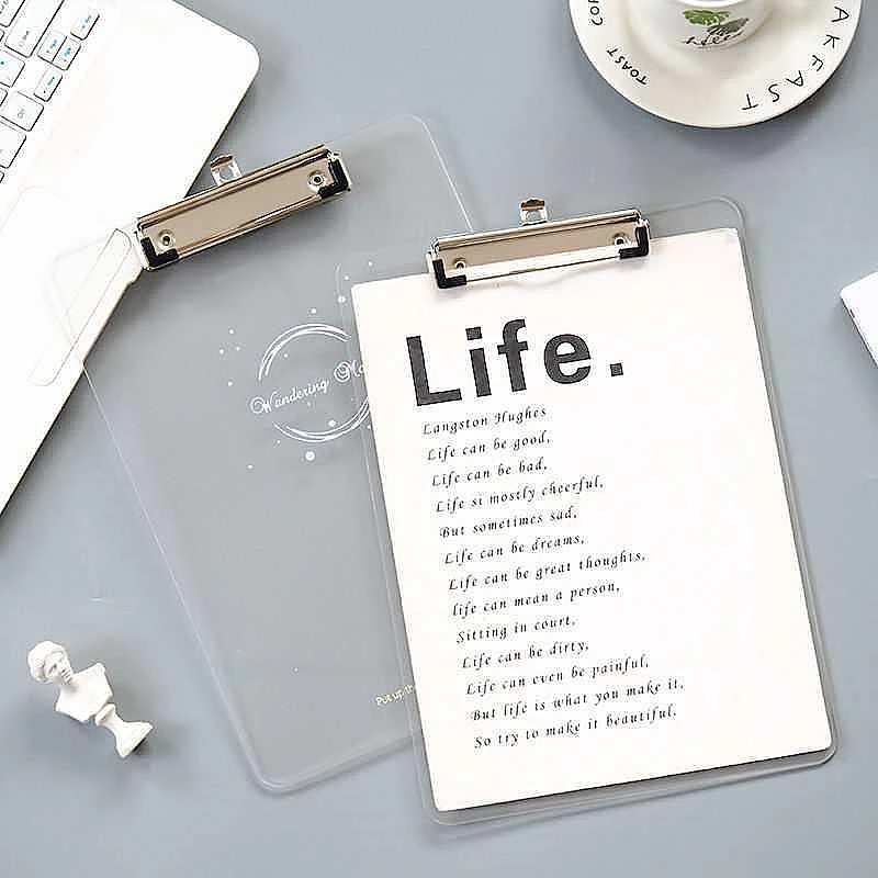 Starry Sky Series Writing Board Clip Kids Stationery A4 Paper Acrylic Pad Splint Transparent Feather Clipboard School Supplies