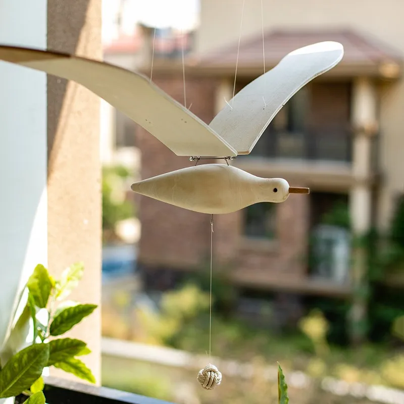 

Wooden Seagull Animals Hanging Nordic Flying Craft Creative Ornament Home Living Room Decoration Accessories Kawaii Kids Gift