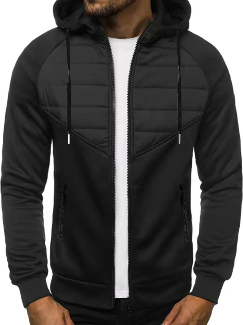 Autumn/Winter Men's Fashion Sports Full Zipper Hoodie Trendy Casual Solid Color Loose Large Size with Pocket Coat