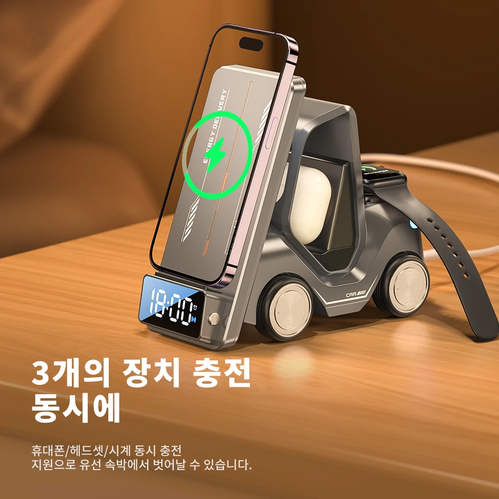 투키 5 in 1 무선 충전기 15W 고속 충전 도킹 스테이션 (아이폰 15, 14, 13, 에어팟, 애플워치, 삼성 S23, S22, S21 워치용)