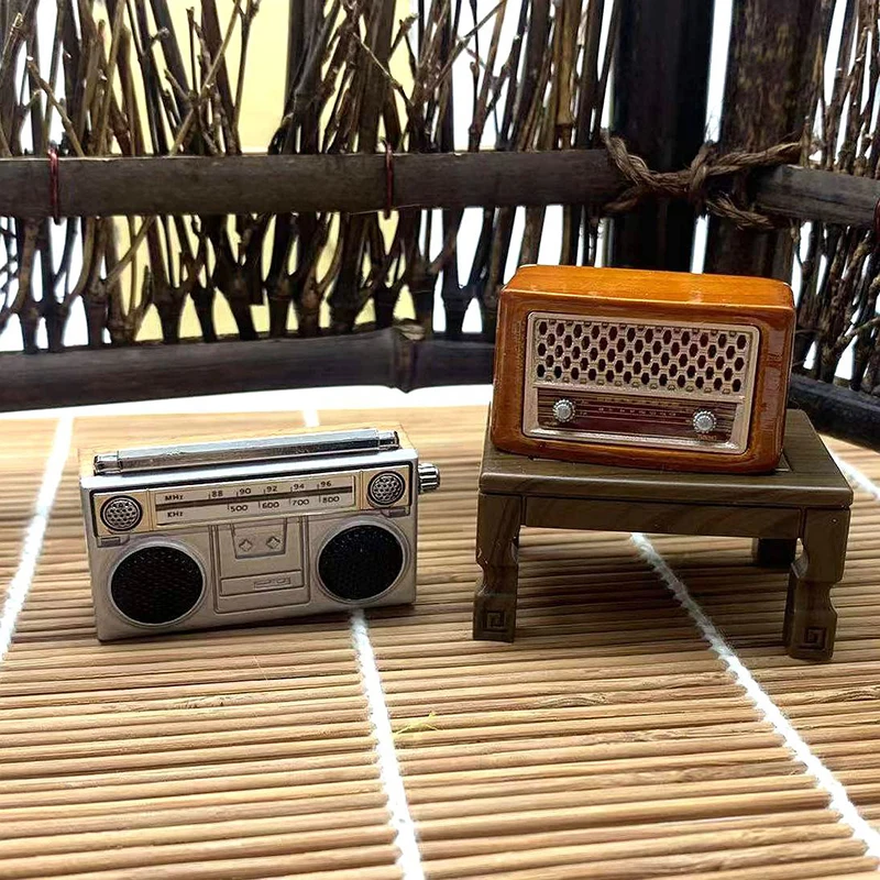 1:12 Dollhouse Miniature Retro Radio Ornament Audio Player Model Home Decor Toy Doll House Living Room Bedroom Accessories 4