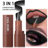 Black Lip Liner Pen Multi-functional Matte Purple White Brown Red Gradient Lipstick Contouring Tint Eyeshadow Eye Liner Pencil 1