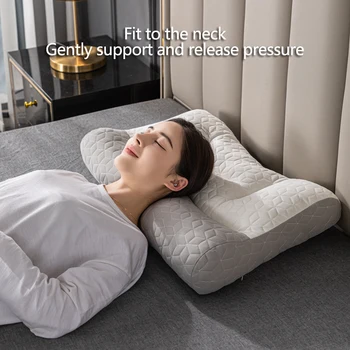 수면용 정형 외과 베개, 라텍스 섬유 베개 코어, 자궁 경부 보호 수면 보조, 가정용 편안한 베개