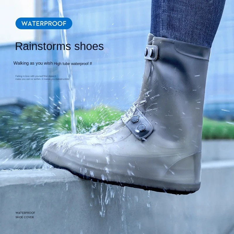 Waterproof High-Top Silicone Rain Boot Covers - Non-Slip, Reusable, Thickened Outdoor Shoe Protectors