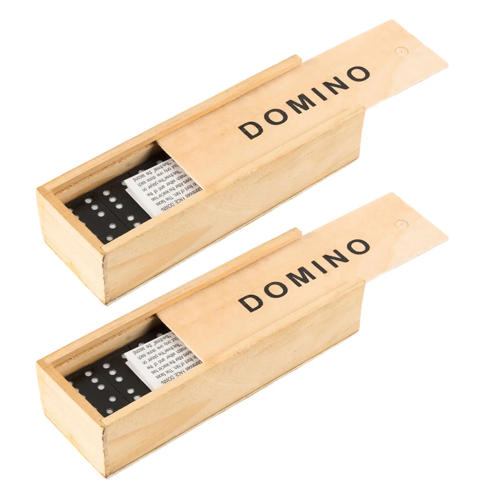 

2 Sets Black Wooden Domino Blocks Set Stacking Toy Blocks Domino Board Games Playing Game Science Teaching Domino Toys Table