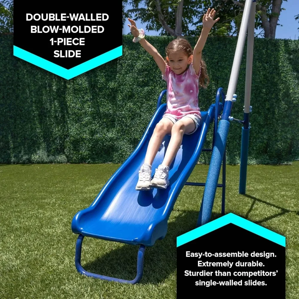 Outdoor Swing Set Outdoor Heavy Metal Toy Set, Suitable for Children's Slide 100 inches deep x 133 inches wide x 73 inches high 3