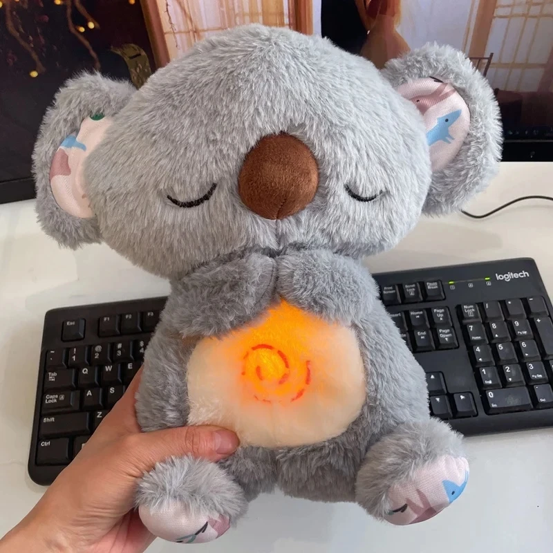 Plush Toy Baby Breathing Koala Otter Plush Doll Toy Kid Soothing Music Sleeping Companion Sound and Light
