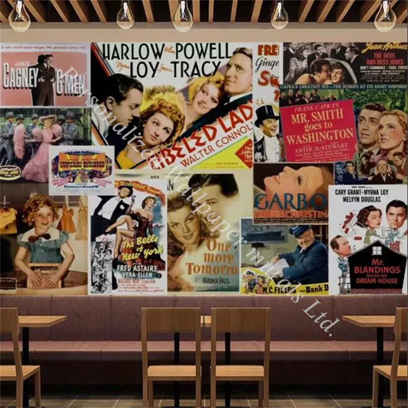 

European Retro Magazine 3d Photo Mural Wallpapers for Snack Bar Western Restaurant Background Industrial Decor Wall Paper