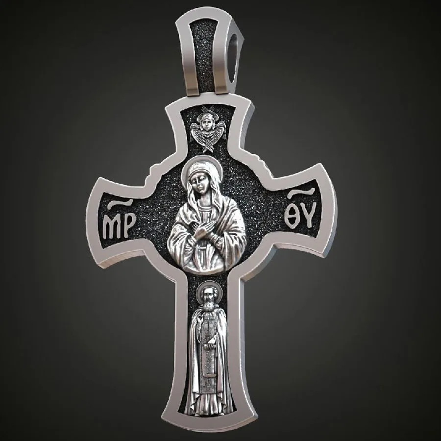 

Cross Jesus Hail Mary Cherub 3d Model Obj Fbx Stl Amf 925 Solid Sterling Silver Pendant Punk Hollow