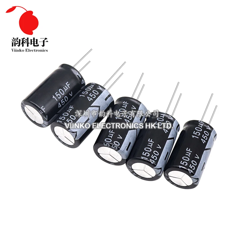 5pcs 450V Aluminum Electrolytic Capacitor 1UF 2.2UF 3.3UF 4.7UF 10UF 22UF 33UF 47UF 68UF 82UF 100UF 150UF 180UF 220UF