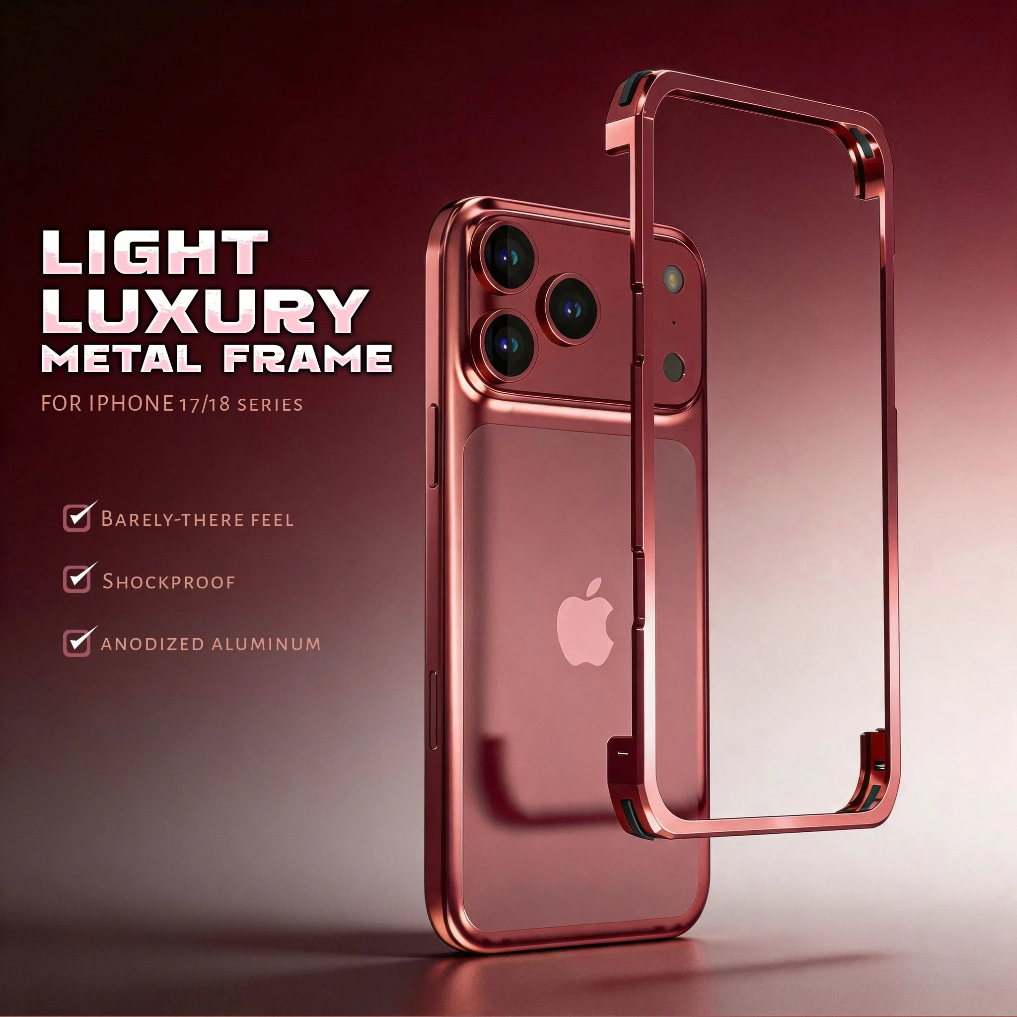 Luxury Buckle Design Light Aluminum Metal Bumper Phone Case - Ultra-Thin Alloy Frame Shockproof Cover