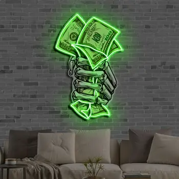 Take Money LED Neon Sign – Green Dollar Wall Decor