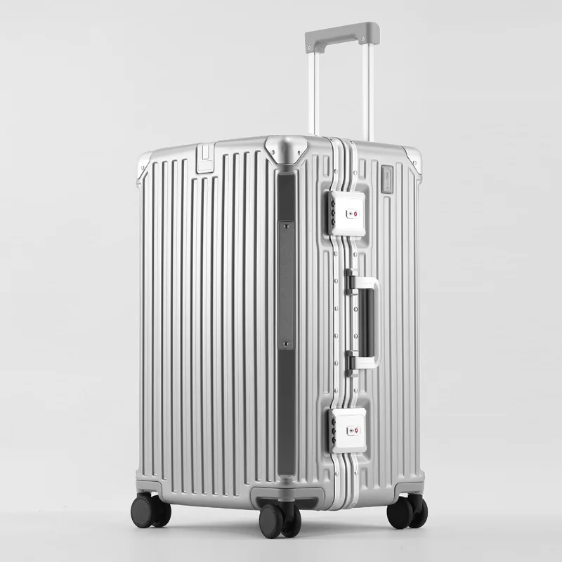 New Large Capacity Luggage Women's Durable Thickened Aluminum Frame Suitcase Men's Rechargeable Business Luggage 32-In trunk