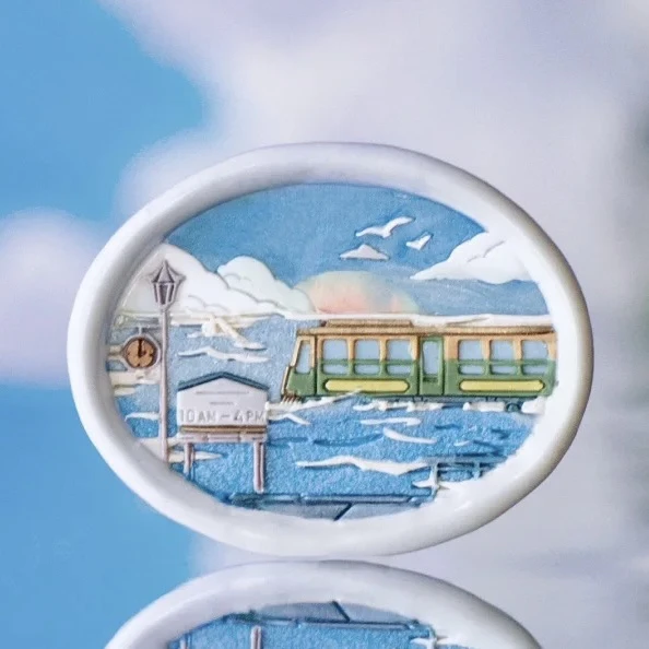 Early Spring Series Fire Seal Wax Stamp Relief Head Rainy Season Cloud Multi-layer Precision Carving Wild Wind Tower Strange ...