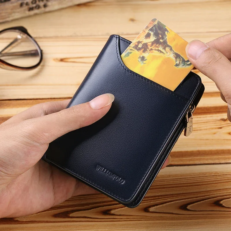 Men Short Wallet Luxury Genuine Leather Wallet For Men Women Purse Standard Card Holders High Quality Zipper Wallets 2