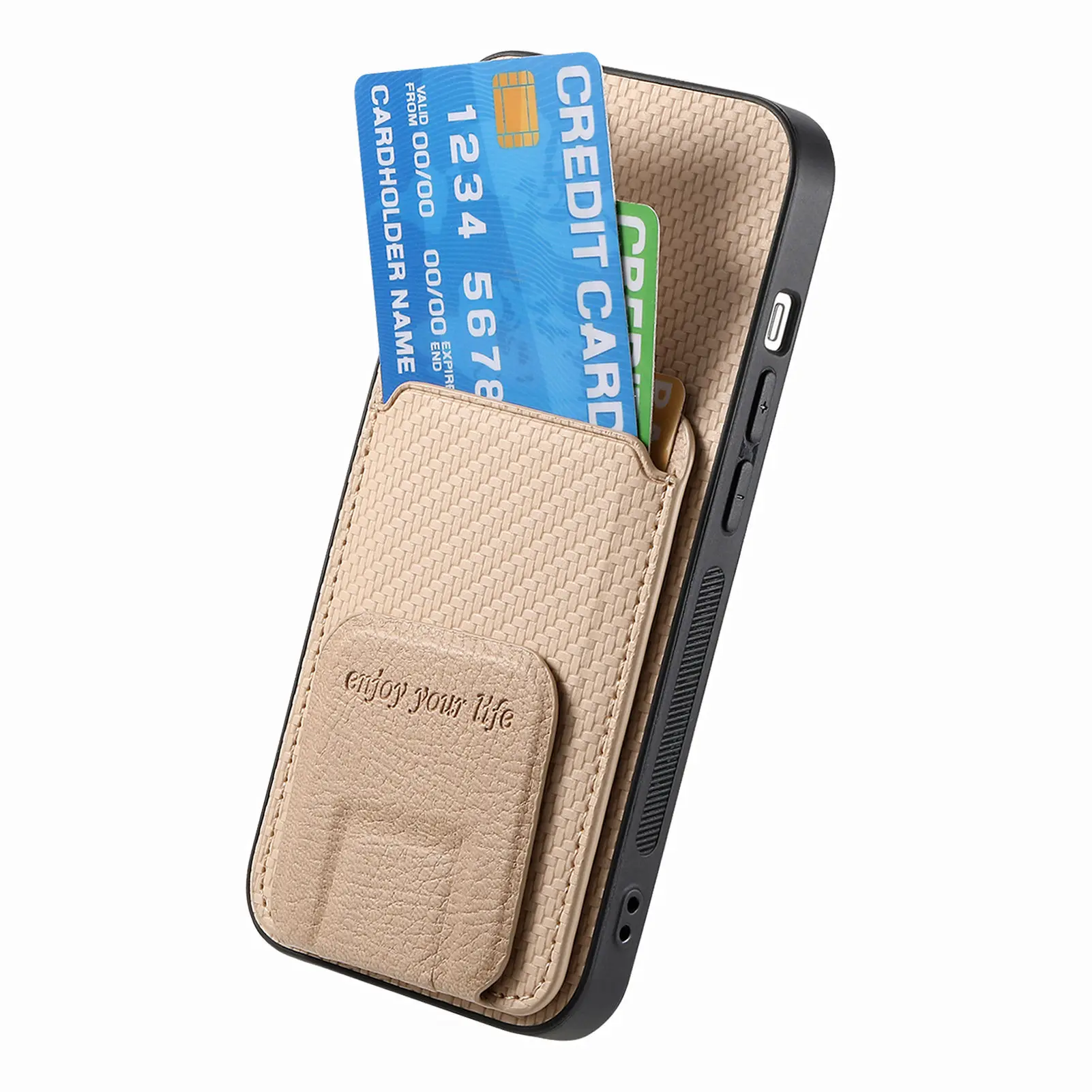Magnetic Leather Card Holder Phone Case with Multi-angle Kickstand