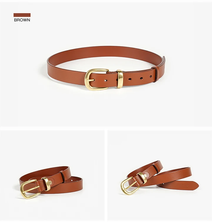 BEAUTODAY Belts Women Cow Leather Strap Solid Color Oval Buckle Ladies Modern Fashion Jeans Dress Accessories Waistband 91054