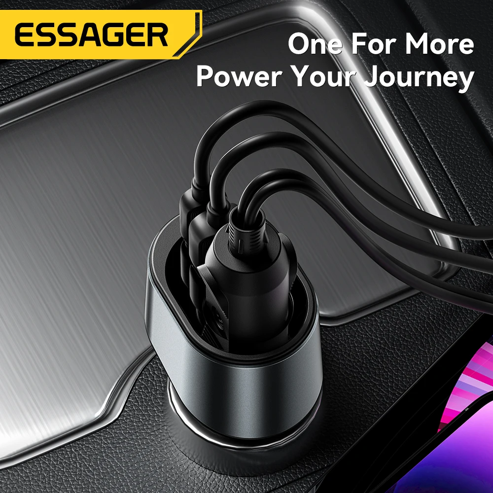 Essager 120W USB C Car Charger with 85W Car Cigarette Lighter Port Car Charger Adapter for Xiaomi iPhone 16 15 14 MacBook Laptop