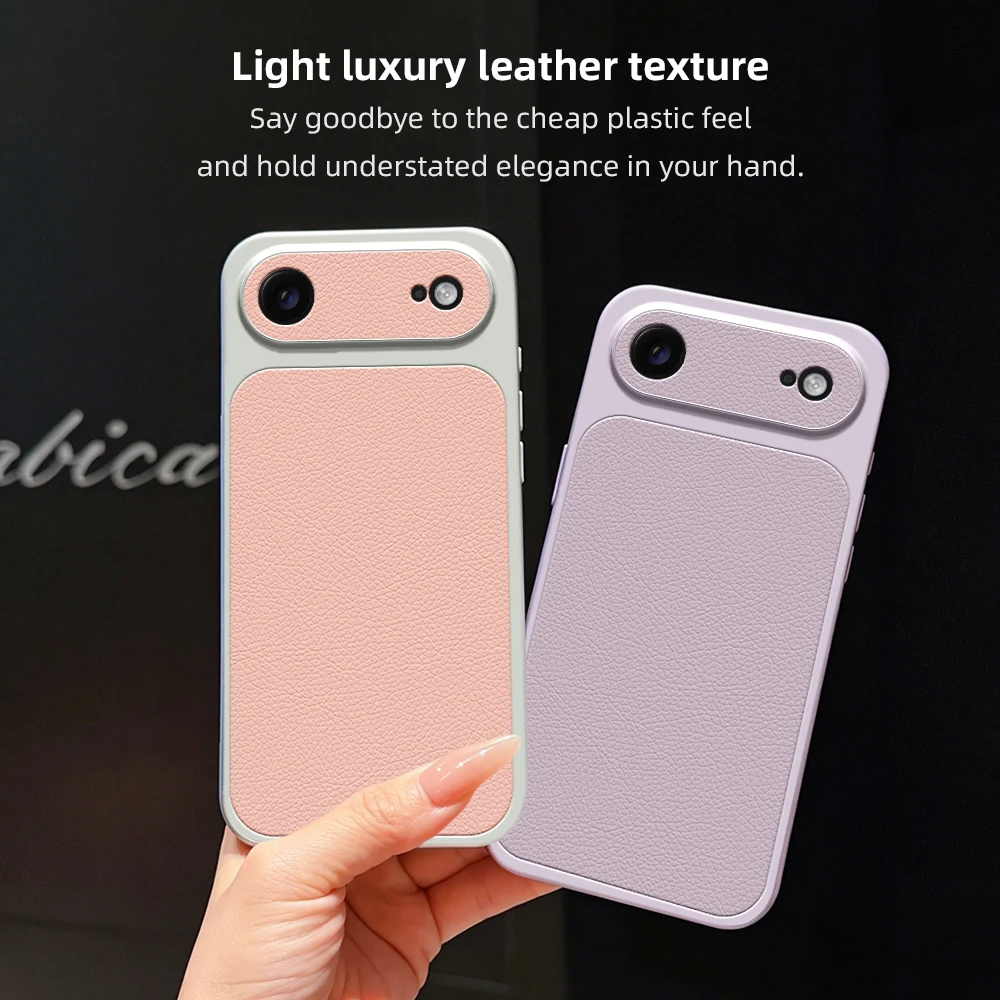 Luxury Leather Matte Back Cover with Lens Protection