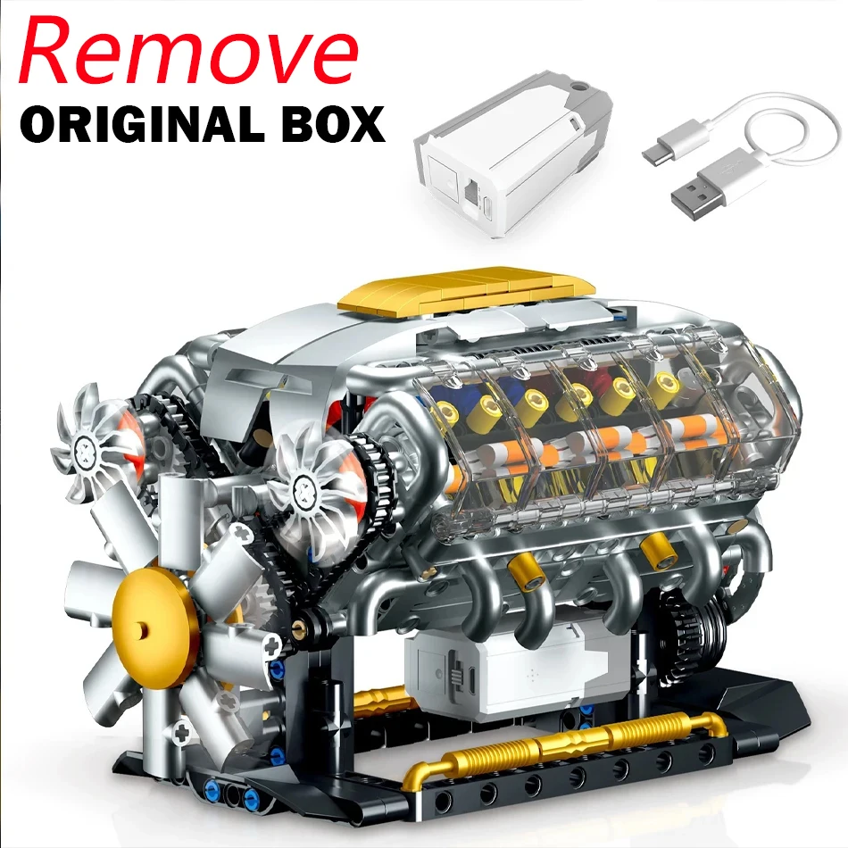 692 יחידות MOC מנוע טכני מוטורי V8 מודל בניית קוביות רכב מנוע חשמלי סופרקאר צעצועים לילדים מתנה