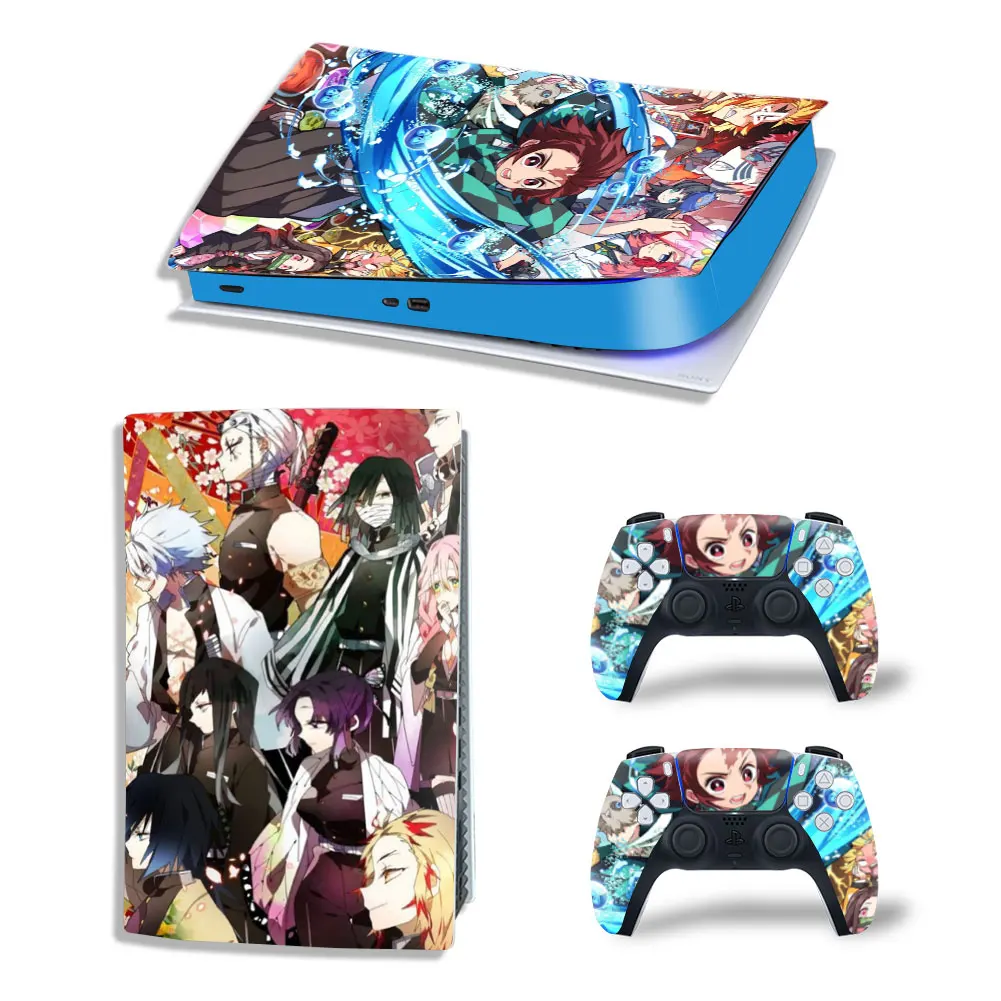 Demon Slayer Tanjiro PS5 Digital Edition Skin Decal Cover for PlayStation 5 Console and 2 Controllers PS5 Skin Sticker Vinyl 