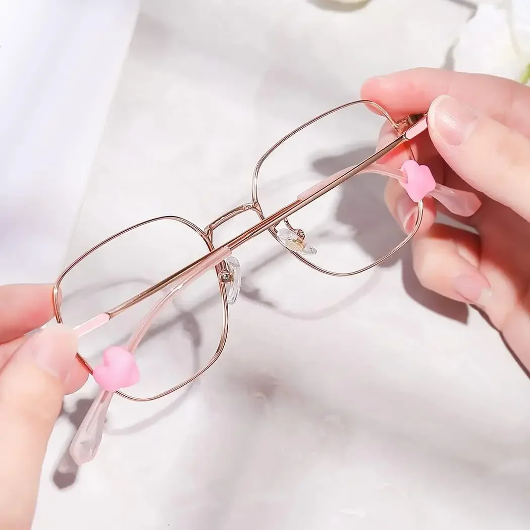 20개 실리콘 하트 모양 미끄럼 방지 귀걸이형 안경 액세서리 안경 그립 템플 팁 홀더 안경 그립