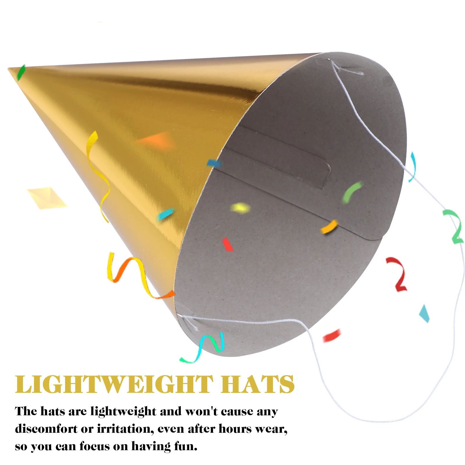 Children's Party Hat Paper Metallic Cone Colorful Decorations Aluminum Foil 12 Pcs