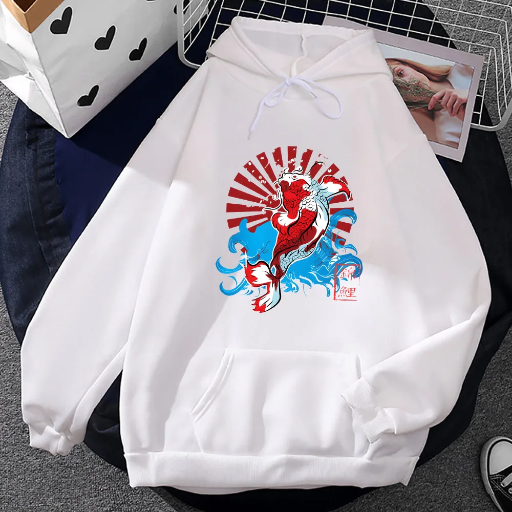 

Tokyo Koi Fish Printing Hoodies Male/female Vintage Aesthetic Sweatshirts Autumn Fleece Long Sleeve Tops Soft Casual Pullovers