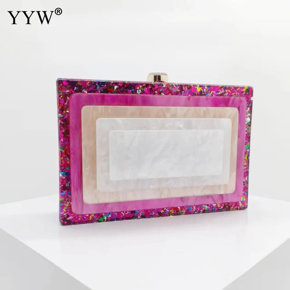 Rose-Carmine Wallet Brand Luxury Wedding Party Bag Acrylic Box Day Clutches Evening Party Wedding Purse Designer High Quality
