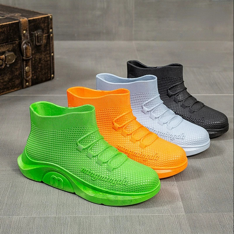 Men's Rubber Boots Couples Casual Sports Ankle Rain Shoes Waterproof