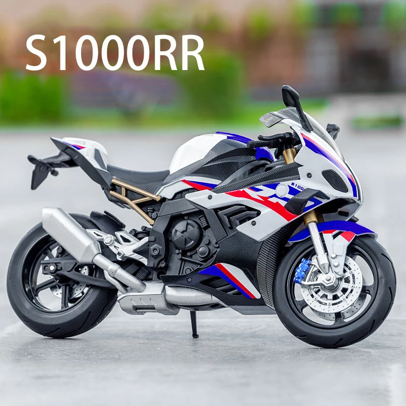 1:10 BMW S1000RR Kawasaki H2R V4S Alloy Die Cast Motorcycle Model Vehicle Collection Sound and Light Off Road Autocycle Toys Car 5