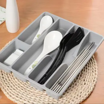 Scatola portaoggetti per cassetti da cucina Scatola portaoggetti per utensili multiscomparti da cucina Vassoio forchetta Bacchette Cucchiaio Scatola portaoggetti per stoviglie 1