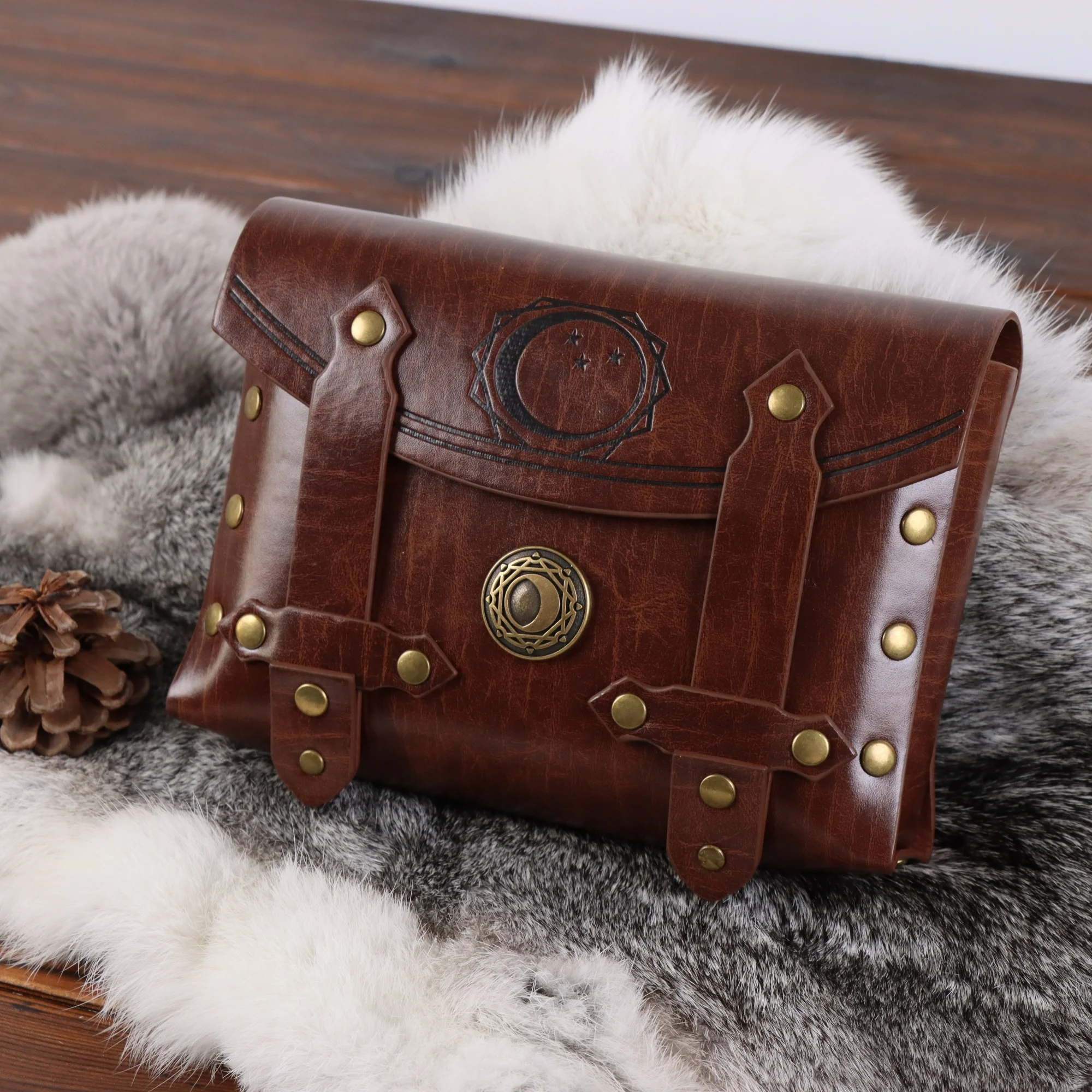 Mittelalterlicher Wikinger-Rittergürtel, Retro-Hüfttasche, Kupfermünzen-Hüfttasche, Renaissance-Hüfttaschengürtel aus Leder – Detail 10