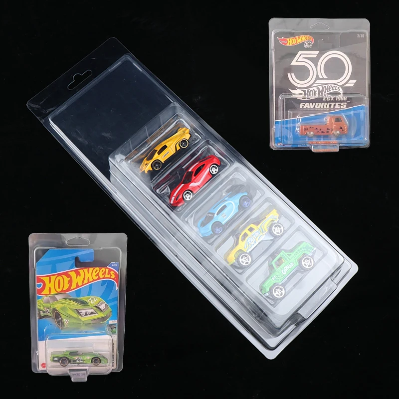 Toy Display Case 5Pcs Car Toy Transparent Display Case Hotwheels Protective Shell Boulevard Team Transport Model Card Board Collect Boys Gift